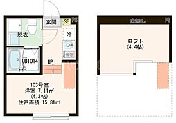 グラン竹ノ塚 1階1Kの間取り
