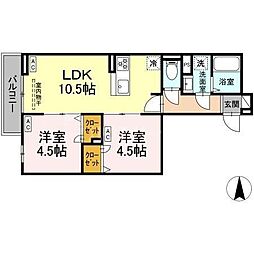 セレスティア南花畑III 2LDKの間取図画像