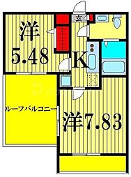 アーバンパーク六町 5階2Kの間取り