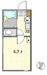 ノーザンロード扇大橋 1階1Kの間取り
