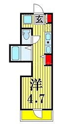 アイプログレイス西新井栄町 2階1Kの間取り