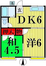 コーポ高橋 2階2DKの間取り