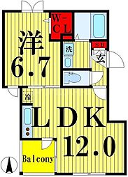 メゾンプルミエール 1階1LDKの間取り