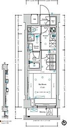 ガリシア竹ノ塚 3階1Kの間取り