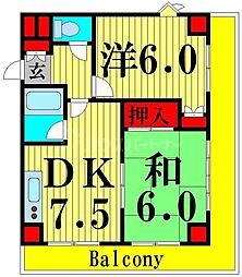 第126新井ビル 5階2DKの間取り