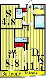 アーバハイツ扇大橋 5階1SLDKの間取り