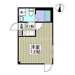 興野2丁目新築アパート 3階1Kの間取り