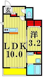 フリージアII 1階1LDKの間取り
