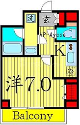 クレヴィスタ梅島 7階1Kの間取り