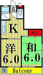 第十アサヒハイツ 1階2Kの間取り