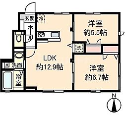 (仮称)足立区新築アパート 1階2LDKの間取り
