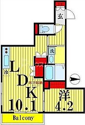 グランドゥールＴＪ 1階1LDKの間取り