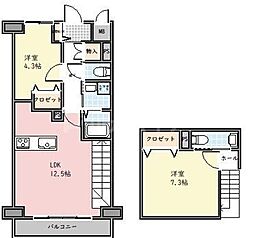 フィールズコート六町 4階2LDKの間取り