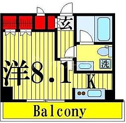 ベルシード梅島ブランシュ 10階ワンルームの間取り