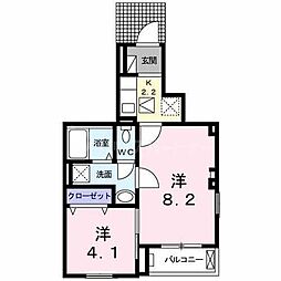 オキ　テラス 101 1階1SKの間取り