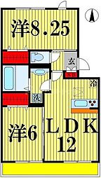 ｐｏｒｔｅ　ｂｌｅｕｅ 2階2LDKの間取り