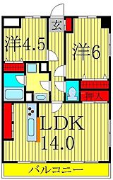 プレミールタニノ 4階2LDKの間取り