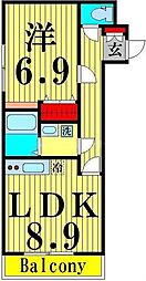サンマインド 3階1LDKの間取り