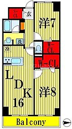 ロイヤルパークスシーサー 6階2LDKの間取り