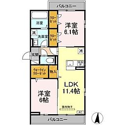 メゾンアーク西新井II 1階1LDKの間取り
