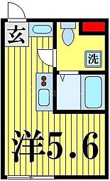 エスアールYAZAIKE 1階ワンルームの間取り