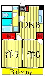 ＷｅｓｔｉｎＰａｒｋ東綾瀬 4階2DKの間取り