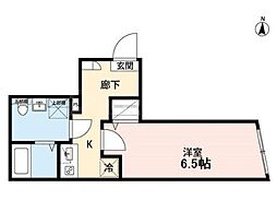 エクセラン五反野 3階1Kの間取り