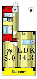 ロイヤルパークス梅島 1LDKの間取図画像