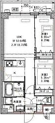 GENOVIA六町 2LDKの間取図画像