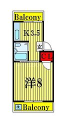 サヤカコーポ 1Kの間取図画像