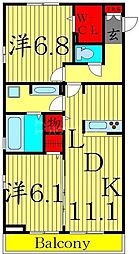 アルカンシエル2 2LDKの間取図画像