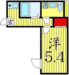 グランツハイム青井 1Kの間取図画像