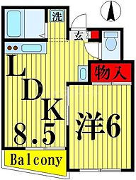 第二光陽ハイム 1LDKの間取図画像
