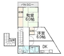 パラダイム堀之内 2DKの間取図画像
