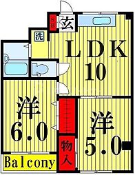 アイビーハイツ 2LDKの間取図画像