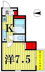 キャッスル・エス 1Kの間取図画像