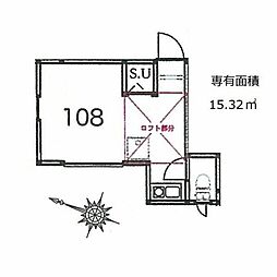 サークルハウス竹ノ塚壱番館 ワンルームの間取図画像