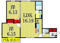 グラナーダ西新井 2LDKの間取図画像