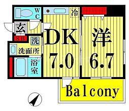 ユリカロゼ西新井駅前 1DKの間取図画像