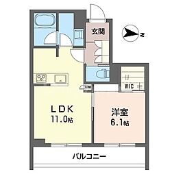 プラムテラス 1LDKの間取図画像