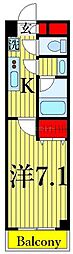 ドムスアライ2 1Kの間取図画像
