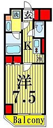 ルーブル西新井 1Kの間取図画像