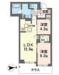 オウル 2LDKの間取図画像