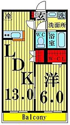 ディアコート 1LDKの間取図画像