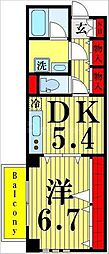 アーバンレックス西新井2 1DKの間取図画像