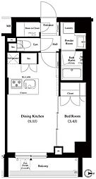 アークマーク竹ノ塚 1LDKの間取図画像