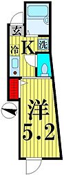 ロイヤルブルーゲート五反野 1Kの間取図画像