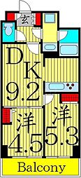 KDXレジデンス梅島 2DKの間取図画像