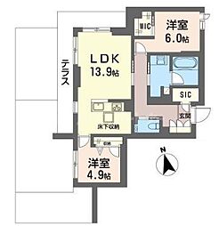 クレスティーク 2LDKの間取図画像