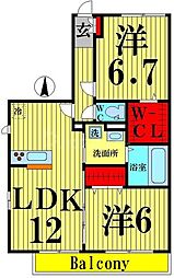 メゾンコンフォール3 2LDKの間取図画像